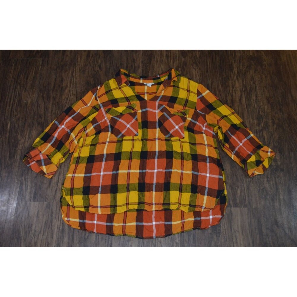 Women’s Multicolored Plaid Pullover Shirt Size 22/24 Autumn Gorpcore Cabin READ